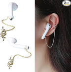 ZOSTLAND 1 Pair Creative Earphone Anti Lost Earring Clip Earclip Strap Wireless Earhook Earbud Ear Bud Holder Connector Compatible with Airpods 1/2/Pro/3 Beats Fit Pro Sony (Golden Leaf)