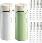 4 in 1 Travel Dispenser, Travel Bottles for Toiletries, Squeeze Leak Proof Dispenser Bottles with Scale and Label for Shampoo Lotion Shower Gel, Suitable for Travel, Camping and Gym(2 PC, Mixed)