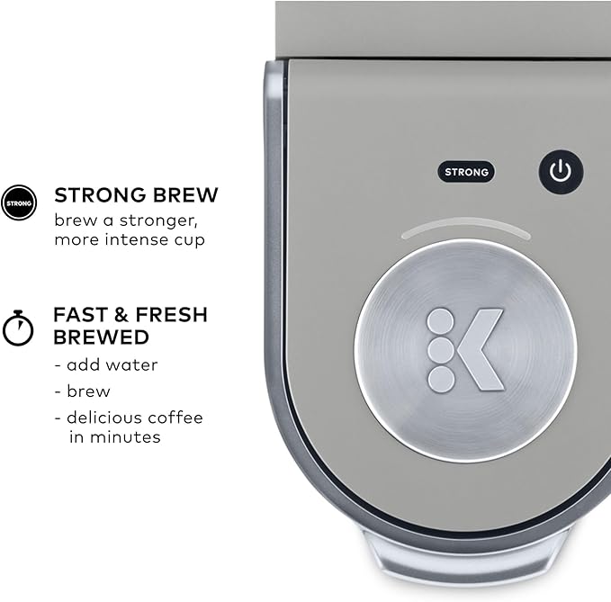 Keurig K-Mini Plus Single Serve K-Cup Pod Coffee Maker, with 6 to 12oz Brew Size, Stores up to 9 K-Cup Pods, Travel Mug Friendly, Studio Gray