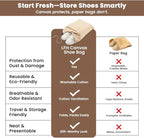 LFH Cotton Shoe Storage Bags with Drawstring, Dustproof Breathable Reusable Organizer, Perfect For Travel, Dorm, Hotel, College, Gym, Easy to Carry, Machine Washable 8"x17" (Pack of 6) - Natural
