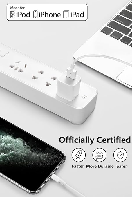4Pack Original Apple MFi Certified Charger Lightning to USB Charging Cable Cord Compatible iPhone 14/13/12/11 Pro/11/XS MAX/XR/8/7/6s Plus,iPad Pro/Air/Mini,iPod Touch (3.3ft)