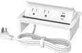 Table Power Outlet Hub PD20W USB-C Fast Charging Station, Recessed Outlet with 2AC Outlets and USB Ports for Conference Room Kitchen Countertop, White