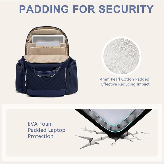 Focdod Laptop Backpack for Women Bookbag: 15.6 inch Work Backpacks with Pouch Pocket for Large Capacity Cup & USB Charger College Book Bag Travel Business Nurse Teacher Bookbags Anti-theft Back Pack