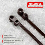 200 PCS 10 inch Brown Zip Ties with Screw Hole 70lbs Mountable head Cable Ties Straps Multipurpose Heavy Duty Nylon Cable Zip Ties with Screw Mounting Hole