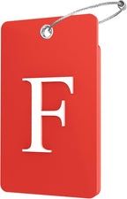 Gostwo 2 Pack Luggage Tags for Suitcases, 26 Initial Letter Travel Luggage Baggage Identification Labels ID Tag Fully Bendable Tags with Stainless Steel Loop (Red) (Letter F)