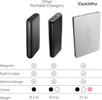 Clutch - Pro USB-C Portable Charger - Compatible with iPhone 15, 16 & Android Devices - Power Bank Magnetic Battery - TSA Travel Approved - USB Rechargeable - Built-in Cable - 5000 mAh - Pink & Black