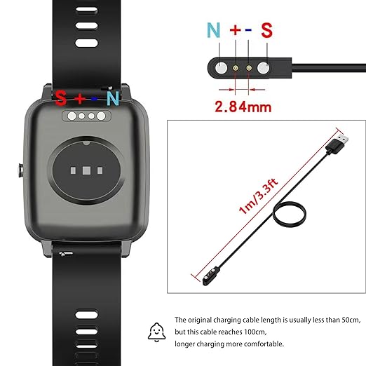 VeryFit Smartwatch Charger, Fit for ID208, GTX20, IDW13/15/16/17, IDW19/20/25/26/28 and More, Replacement Magnetic USB Cable for Fast and Easy Charging, 3.3 ft, (ID-cableX2)