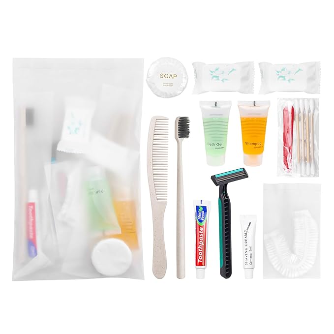 Hygiene Kit, 100 Sets, Individually Packed, Travel, Hotel, Home, Camping, Unisex, Fragrance Free, Hypoallergenic, Head, Face, Bath and Shower Product Sets