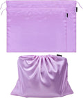 2 Pack Dust Bags for Handbags Silk Dust Cover Bag for Handbags Purses Shoes, Dustproof Drawstring Bag Travel Storage Pouch (Purple)
