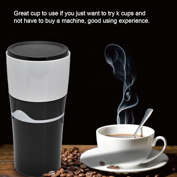 Portable Drip Coffee Maker Travelling Drip Coffee Machine K Cup Coffee Machine Capsules Drip Coffee Machine Portable Coffee Maker for Travel Camping(Black and white)
