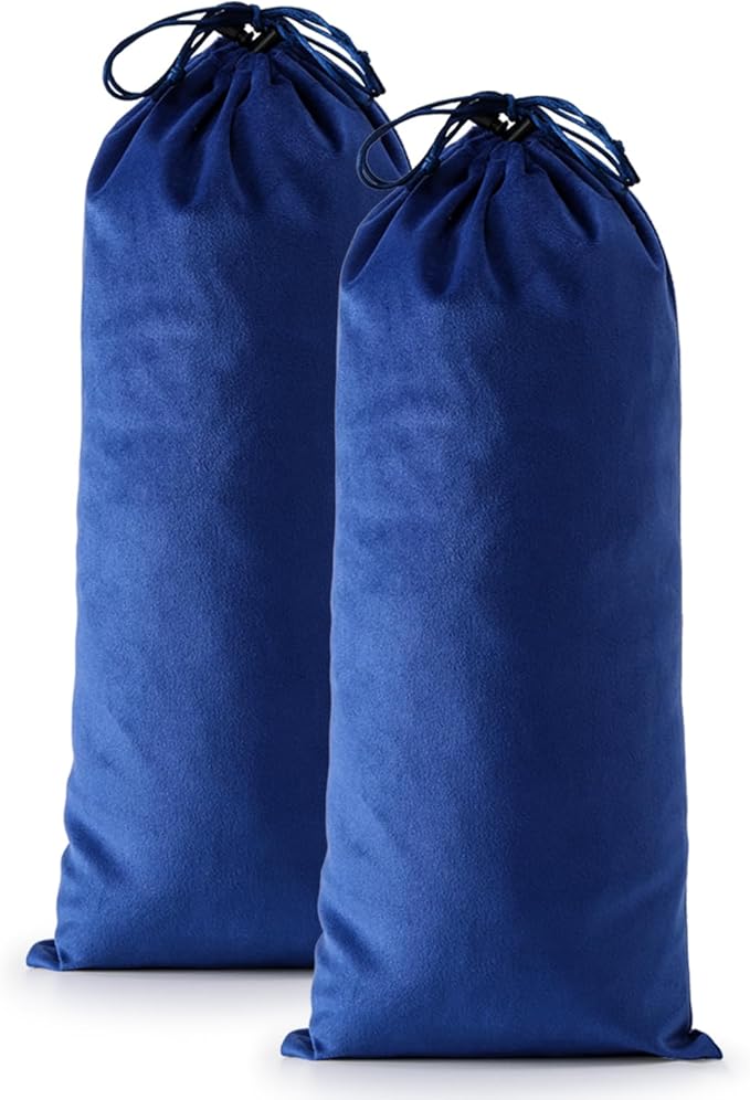 2 Pcs Single Shoe Bags for Travel, 17.3"x8.6" Washable Travel Shoe Bags for Packing in Suitcase, Velvet Dust Bag with Drawstring, Shoe Pouch for Women and Men, Travel and Home Storage(Palace Blue)