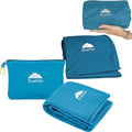 BlueHills Ultra Compact and Compact Light Travel Blankets for Two Value Pack Set of 2 – Airplane Travel Essentials Soft Flight Trips Throw in Portable Cases for Car Plane Travel Gifts – Teal Blue