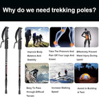 Aihoye Hiking Trekking Poles, 2 Pack Collapsible, Lightweight, Anti Shock, Walking Sticks, Adjustable Hiking Pole for Men and Women