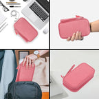 CAAORDKSO Electronic Accessories Case, Electronics Organizer Pouch Bag, Portable Travel Cable Organizer Case, Tech Storage Bag for Cable, Cord, Charger, Phone, Power Bank, Earphone (Dark Pink, Large)