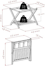 Furnifact Solid Wood Luggage Rack for Guest Room with Foldable Design, Lower Shoe Shelf, Thick Nylon Straps, and Cappuccino Finish, Elegant Suitcase Stand