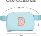 Gitus Gifts for 7 8 9 10 11 Year Old Girls Belt Bag Fanny Pack Crossbody Bags with Initial Letter Patch Birthday Gifts for Daughter Sister Friends Teen girls (Icing Blue-D)