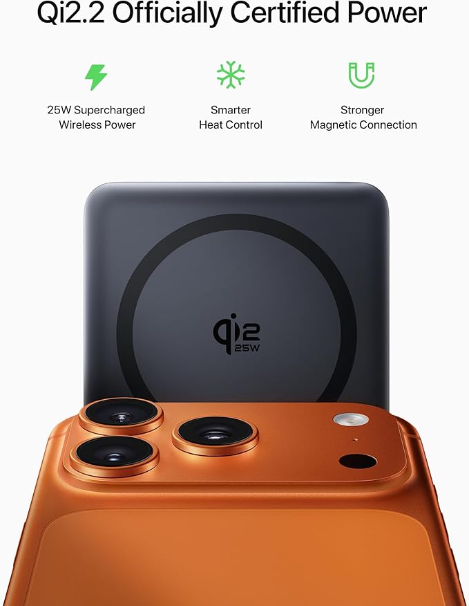 Baseus Picogo AM52 MagSafe Power Bank, Qi2.2 25W 10,000mAh 0.6" Slim Built-in 45W USB-C Cable, Bundle with 20000mAh Wireless Portable Charger for iPhone 17/16/15/14/13/12