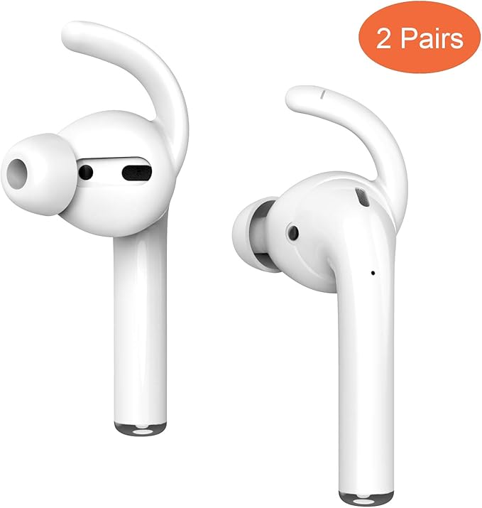 Anti-Slip Earhooks Soft Silicone Skin Compatible with Apple Airpods 2 & 1 Lightweight Sound Quality Enhancement for Headphones Outdoor Activities in-Ear EarHook 2 Pairs White