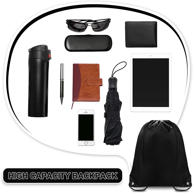 Grneric Drawstring Backpack Bulk 70Pcs String Backpack Drawstring Bags Cinch Bag Sackpack for Men Women Gym(Black)