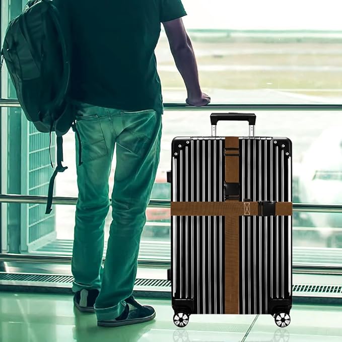 Luggage Straps for Suitcases TSA Approved-2 Pack Bright Personalized Luggage Belt Strap for Suitcase/Carry On Bag Luggage Accessories for Travel (Brown)