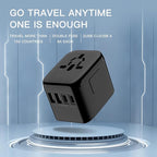 Universal Travel Adapter, VYLEE 5 in 1 International Power Adapter, 3.5A 2xUSB-A and 2xUSB C Wall Charger, Worldwide Travel Essentials Plug for Europe USA UK AUS Asia (Black)