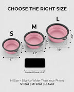 Collapsible Dog Bowls for Travel, 2-Pack Dog Portable Water Bowl for Dogs Cats Pet Foldable Feeding Watering Dish for Traveling Camping with Carabiners, BPA Free (Grey&Pink, Medium (Pack of 2))