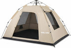 Golabs Pop Up Camping Tent for 2/3/4 Person, 1-Min Setup by Pre-Attached Pole, 4 Side Mesh& Door for View/Airflow, CT2 Instant Canopy Tent with PU1500mm Waterproof, for Outdoor/Camping/Music Festivals