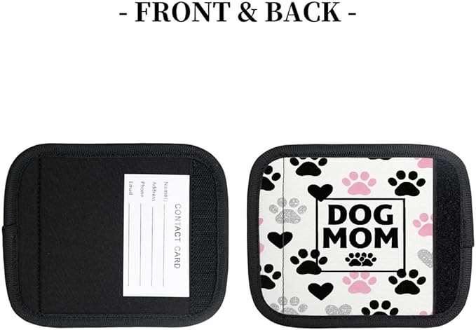 2 Pack Luggage Handle Wrap with Travel Tags - Non-Slip Protective Cover Soft Handle Grips Covers for Suitcase(Dogs Mom)