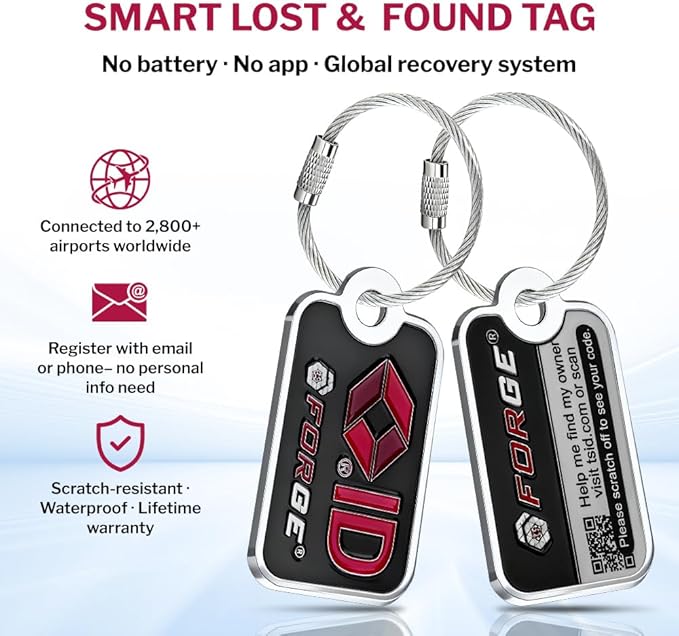 Forge Dual-Opening: Key or Combination Lock, TSA Approved Lock for Luggage, Pelican case, Travel, Gym, School, Luggage Combination Lock, Travel Bag Lock (Black 2 Locks and 2 ID)