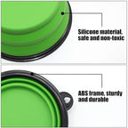 Large Dog Bowl Pet Collapsible Bowls, 2 Pack Collapsible Dog Water Bowls for Cats Dogs, Portable Pet Feeding Watering Dish for Walking Parking Traveling with 2 Carabiners (Large, Blue+Green)