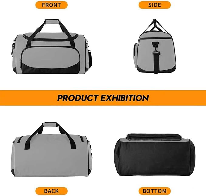 Uarition Heavy Duty Duffle Bag for Men, 55L Large Durable Gym Duffel Bag for Workout, Sports, Travel Gear - Gray