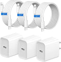 iPhone Fast Charger 3+3Pack 20W USB C Wall Charger with 6FT Fast Charging Cable Compatible with iPhone 14/13/12/11/Pro/Pro Max