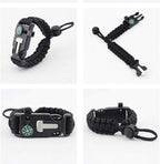 ZHIYE Survival Paracord Bracelet Flint Fire Starter Scraper Compass Wilderness Survival Whistle Adjustable Wristband 2Pack Black&Armygreen