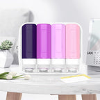 Redfly Travel Bottles for Toiletries, Tsa Approved 3oz Travel Size Containers, Leak Proof Travel Size Toiletries Bottles Silicone, BPA Free Refillable Essentials for Shampoo Conditioners, Purple