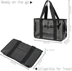 Fammart Iridescent Clear Beach Bag for Women, Jelly Tote Bag Waterproof Sandproof Pool Bag Cruise Vacation Essentials