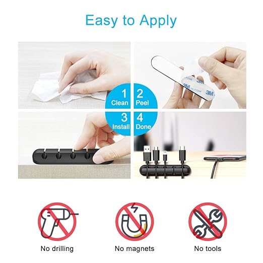 INCHOR Cord Organizer, Cable Clips Cord Holder, Cable Management USB Cable Power Wire Cord Clips, 2 Packs Cable Organizers for Car Home and Office (5, 3 Slots)
