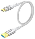 SUNGUY 10Gbps Android Auto USB C Cable, 1.5FT 3A USB 3.1 Gen 2 Fast Charge & Data Transfer USB C CarPlay Cable for iPhone 17 16 15 Pro Max, Galaxy S24 S23 S22 Ultra, SSD (White)