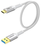 SUNGUY 10Gbps Android Auto USB C Cable, 1.5FT 3A USB 3.1 Gen 2 Fast Charge & Data Transfer USB C CarPlay Cable for iPhone 17 16 15 Pro Max, Galaxy S24 S23 S22 Ultra, SSD (White)