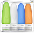 Dot&Dot Leak Proof Travel Bottles - Tubes for Liquid TSA Approved 3oz Silicone Toiletries Travel Shampoo & Conditioner Containers with Labels