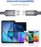 JSAUX Micro USB Charger Cable, (3-Pack 3.3ft+6.6ft+10ft) for Android Charger Micro USB to USB A Nylon Braided Cord Compatible with Samsung Galaxy S6 S7 Edge Note 5, Kindle and More-Grey