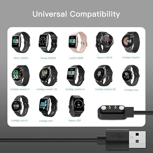 Acediar [2-Pack] 3.3FT Smart Watch Charger Magnetic USB Charging Cable for Letsfit Willful YAMAY SW023 ID205L SW021 ID205U ID205S SW025 Uwatch 3S