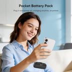 Kuulaa Portable Phone Charger with Built-in USB-C Plug, 5000mAh Mini Portable Charger Power Bank Small Battery Pack for iPhone 15/16/17 Samsung S24/S23 & Android (Black)