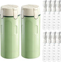 4 in 1 Travel Dispenser, Travel Bottles for Toiletries, Squeeze Leak Proof Dispenser Bottles with Scale and Label for Shampoo Lotion Shower Gel, Suitable for Travel, Camping and Gym(2 PC, Green)