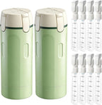 4 in 1 Travel Dispenser, Travel Bottles for Toiletries, Squeeze Leak Proof Dispenser Bottles with Scale and Label for Shampoo Lotion Shower Gel, Suitable for Travel, Camping and Gym(2 PC, Green)