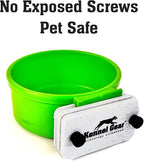 Dog Crate Water Bowl No Spill, 20oz Food-Grade Polypropylene Feeder, Secure Crate Mount with Covered Parts, Travel-Ready & Easy to Clean (Green)