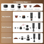 Portable Espresso Coffee Maker Rechargeable Self Heating Machine For Travel Car 3 in 1 Ground Coffee and NS Capsules 20 Bar Pressure Smart LED Display Camping Office With Stand Holder (GREY)