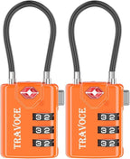 TSA Approved Luggage Locks, Travel Locks Which Also Work Great as Gym Locks, Toolbox Lock, Backpack and More, Orange 2 Pack