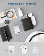 2 Pack Israel Power Adapter, One Beat Israel Travel Plug Adapter with 3 American Outlets 4 USB Ports(2 USB C), 7 in 1 Type H Travel Adapter Plug Converter for US to Israel, Jerusalem, Palestine