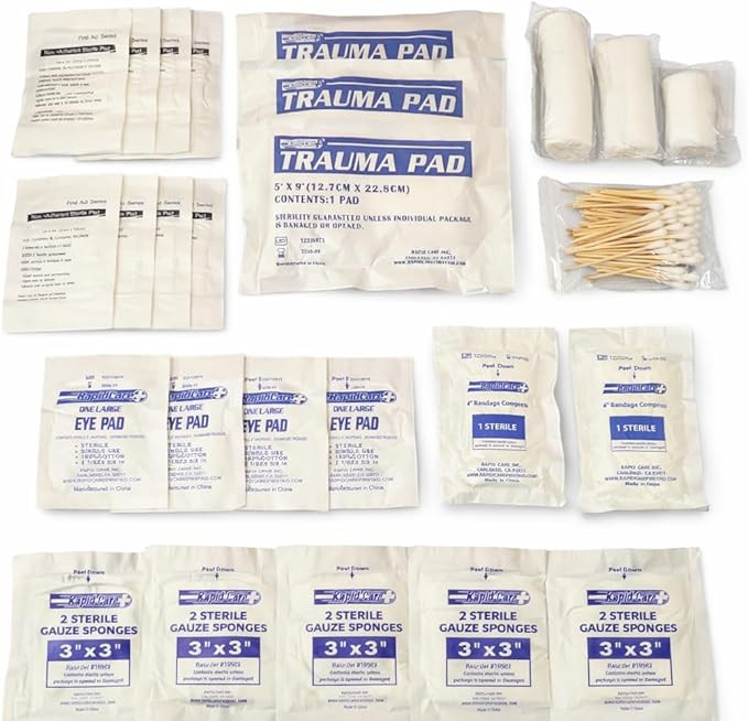 Rapid Care 821 Piece Class B Refill Kit - OSHA & ANSI Compliant - 3 & 4 Shelf First Aid Cabinet Refill - Home, Office, Industrial - Bandages, Medications, Trauma Supplies