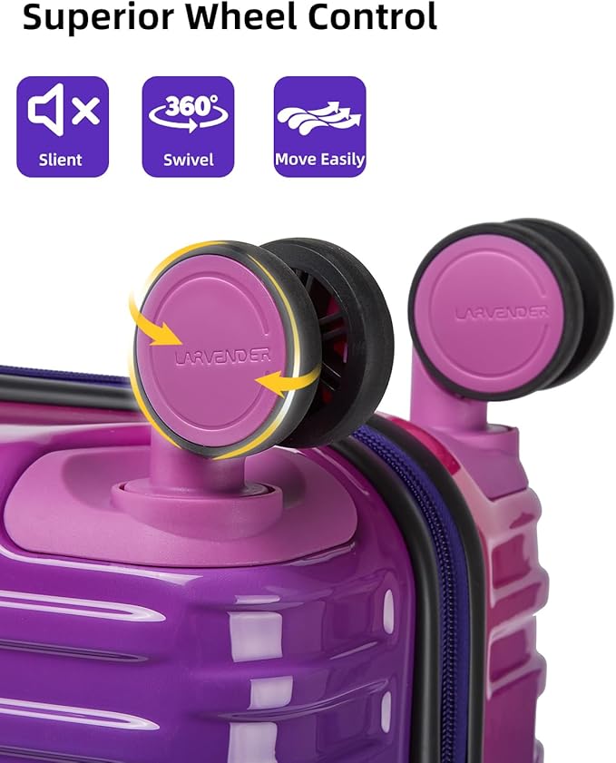 LARVENDER Carry on Luggage 22x14x9 Airline Approved, Expandable 20 Inch Hardside Large Suitcase with Wheels TSA Lock, Lightweigh PC+ABS Travel Carry-on Suitcases for Women and Men, Midnight Berry
